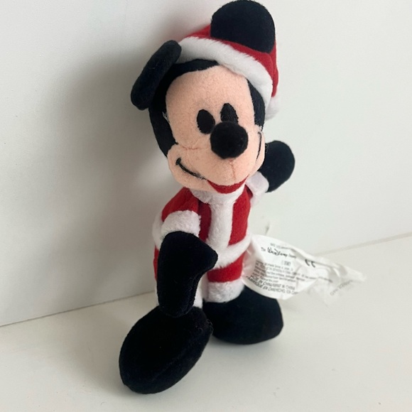 Mickey Mouse Miniature Santa Outfit Stuffed And PVC Pellets Toy - Picture 9 of 11